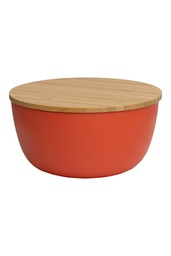 [BW167] Bowl with bamboo lid PLAIN 13,9 cm red