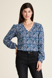[W23C10] Jersey blouse with V-neck (Spray)