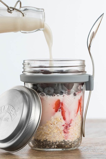 KILLNER Frühstücksglas mit Deckel und Löffel 350ml