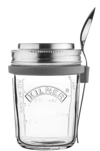 KILLNER Frühstücksglas mit Deckel und Löffel 350ml