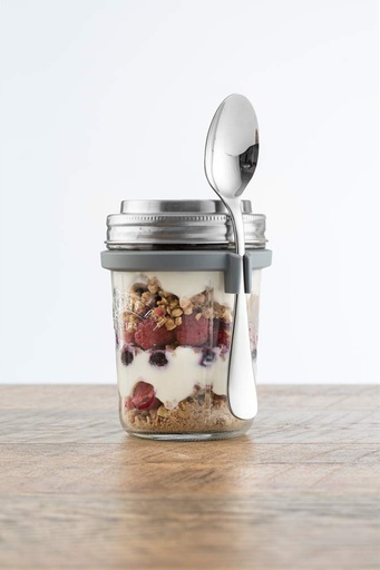 KILLNER Frühstücksglas mit Deckel und Löffel 350ml
