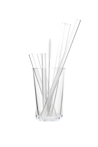 Cocktail Strohhalm 6er Set Glas farblos