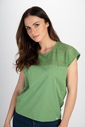 [S25X45] Shirt mit Spitzendetails (stone green)