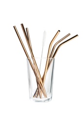 [MX861] Straw Set of 6 Metal rosegold