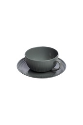 [POR463] Cup & Saucer VINTAGE 250 ml grey