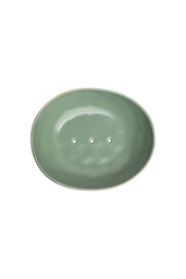 [POR484] Soap Dish CLASSIC olive with gold rim
