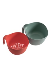 [BW164] Salad bowl with strainer PLAIN 23.6 cm red 