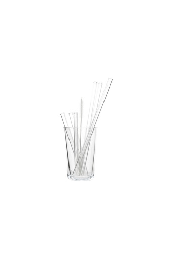 [MX865] Cocktail Strohhalm 6er Set Glas farblos