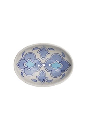 [POR558] blue pottery soap dish oval, light blue