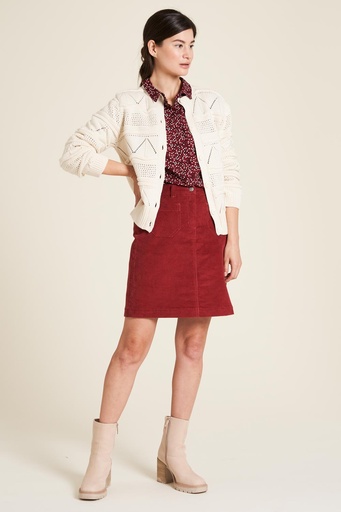 [W23F80] Corduroy mini skirt (berry)