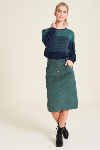 [W23F81] Corduroy A-line skirt (green rain)