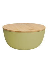 [BW208] Bowl with bamboo lid PLAIN 18,5 cm lime