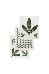 [TEX089] Sponge cloth LEAVES Set of 3